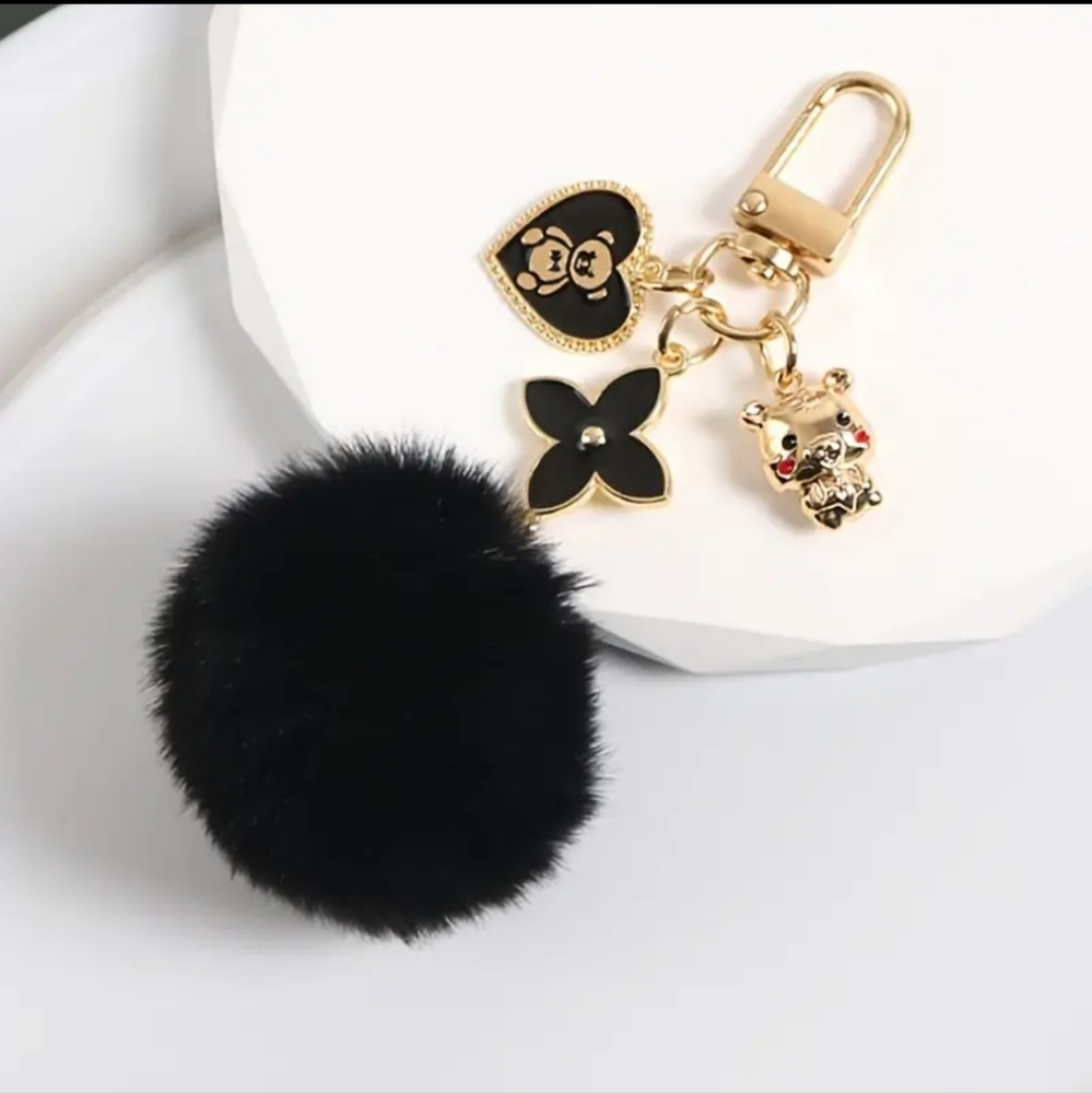 NWT Black Fur Ball Charm
